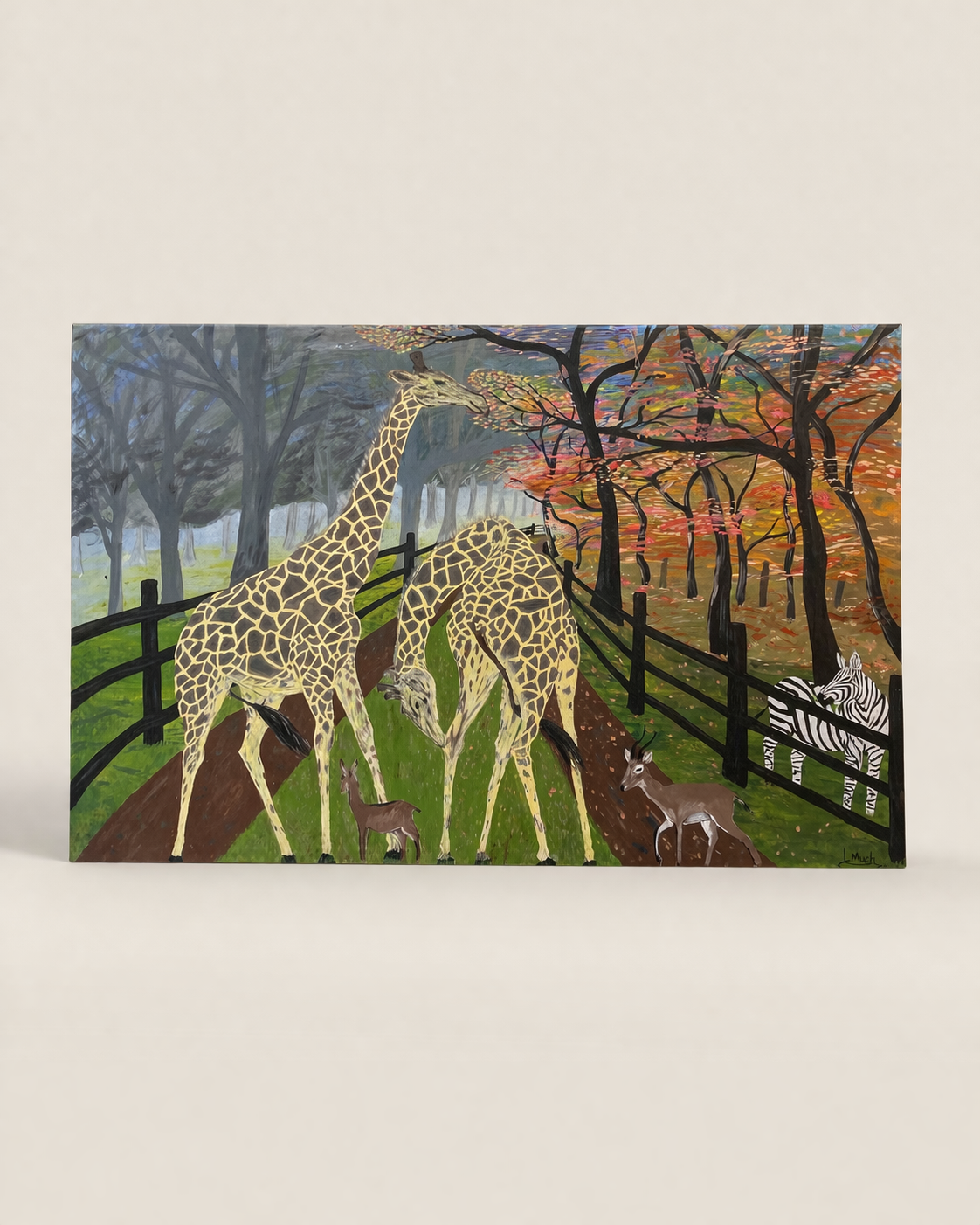 Giraffe (Paint) Mwezi Canvas — handcrafted African furniture by FashonistarGallery in Kenya (view 2)