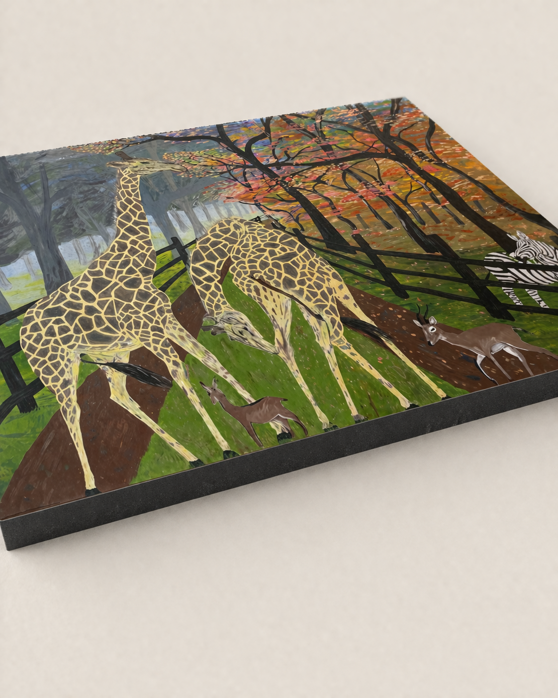 Giraffe (Paint) Mwezi Canvas — handcrafted African furniture by FashonistarGallery in Kenya (view 3)
