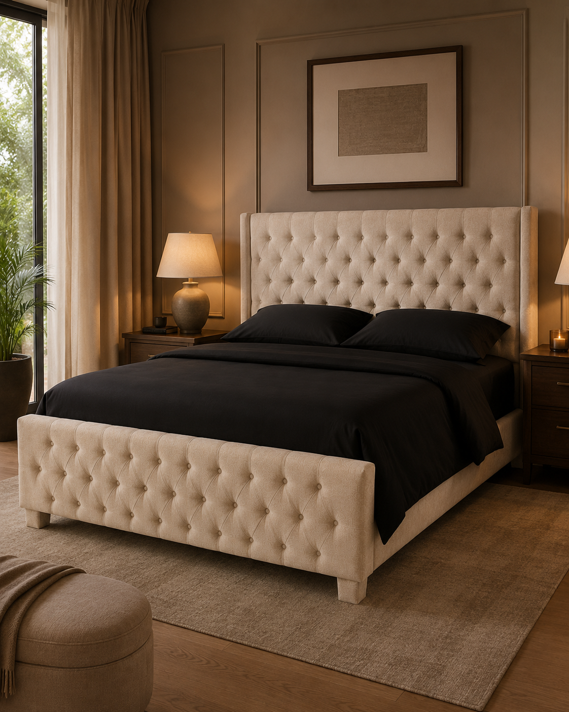 5 by 6 Upholstered Bed — handcrafted African furniture by Fahari homes in Kenya
