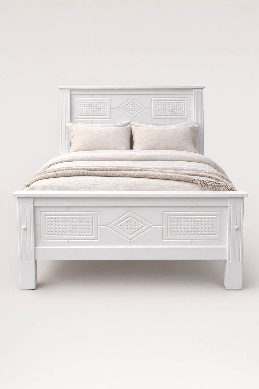 Mvule 4 by 6 bed Mahogany Carved — handcrafted African furniture by Safi furniture  in Kenya