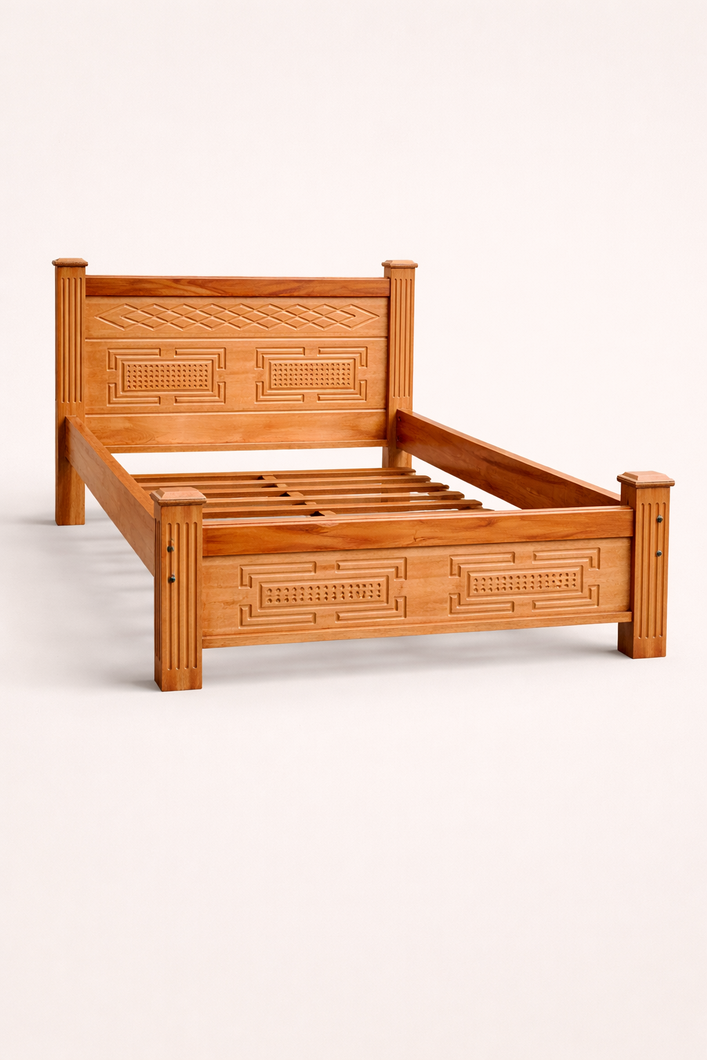 Jua Carved Mahogany Bed — handcrafted African furniture by Joyvern Neema furniture  in Kenya (view 2)