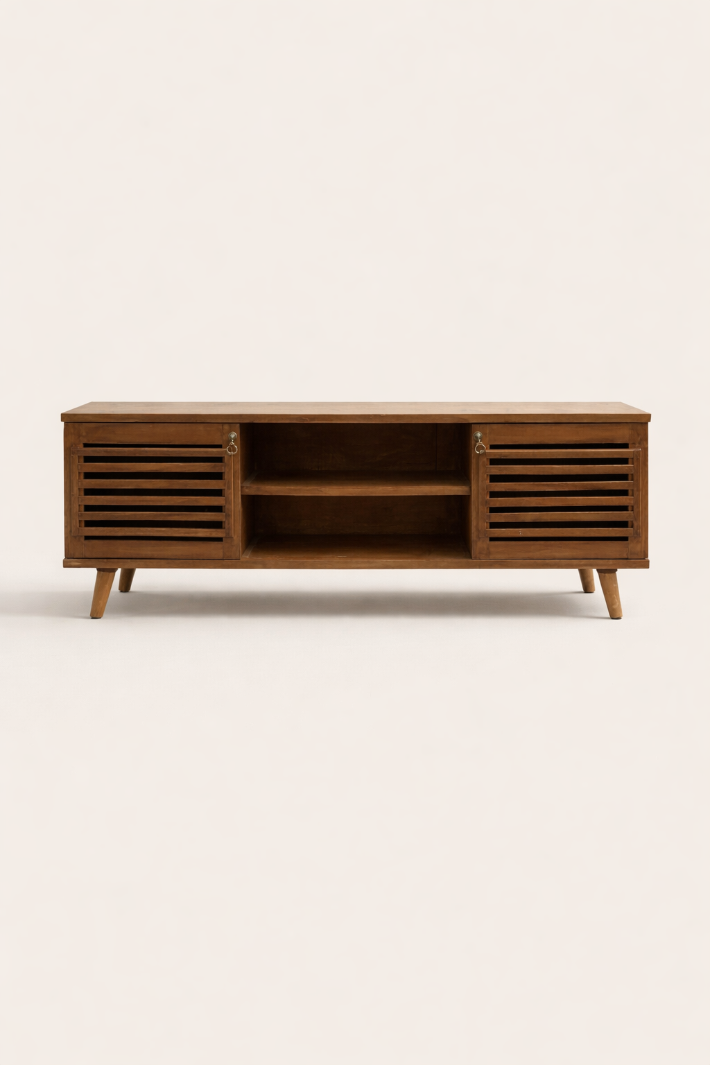 Kikwetu Slatted TV Stand — handcrafted African furniture by New mt sabyinyo in Kenya