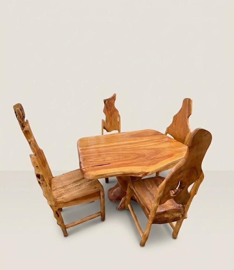 Kikonde Custom 4 Seater Dining Set — handcrafted African furniture by Natural art furniture  in Kenya (view 4)