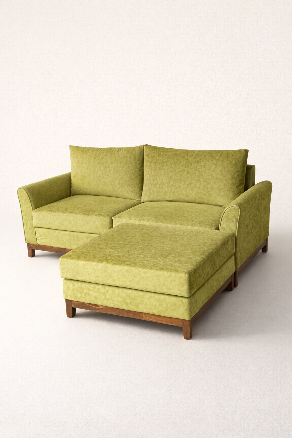 Green 2 Seater Sofa "Nandi" Chaise — handcrafted African furniture by Eq furniture  in Kenya