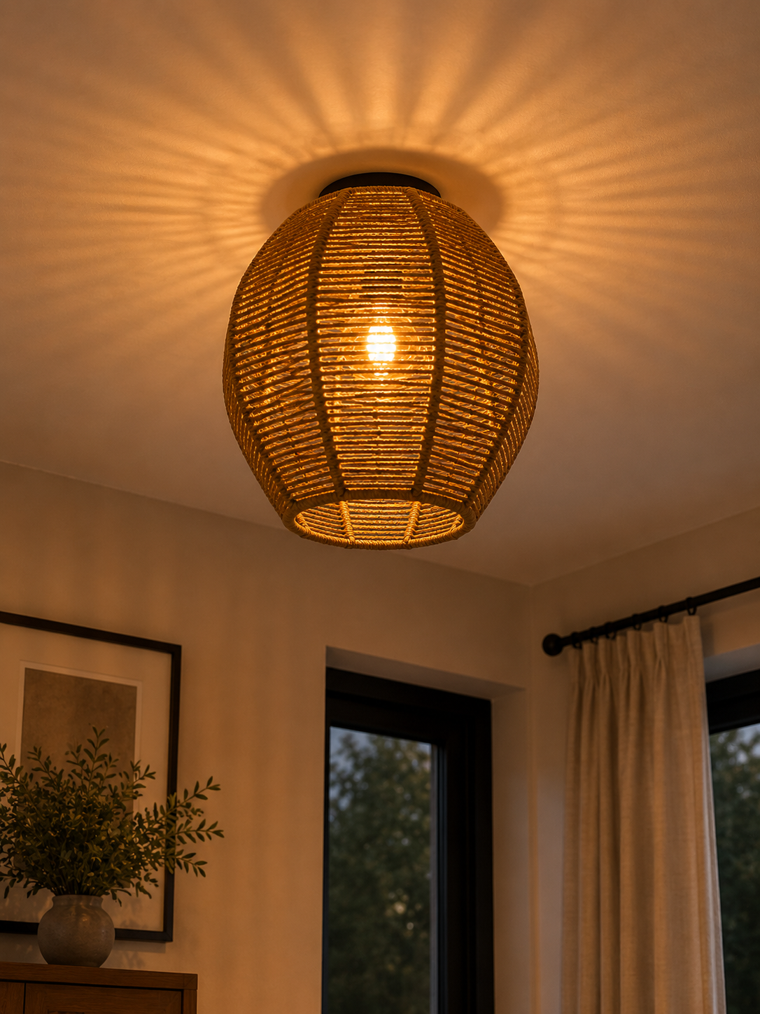 Dovwe Flush Mount Light — handcrafted African lighting by Paruth  in Kenya