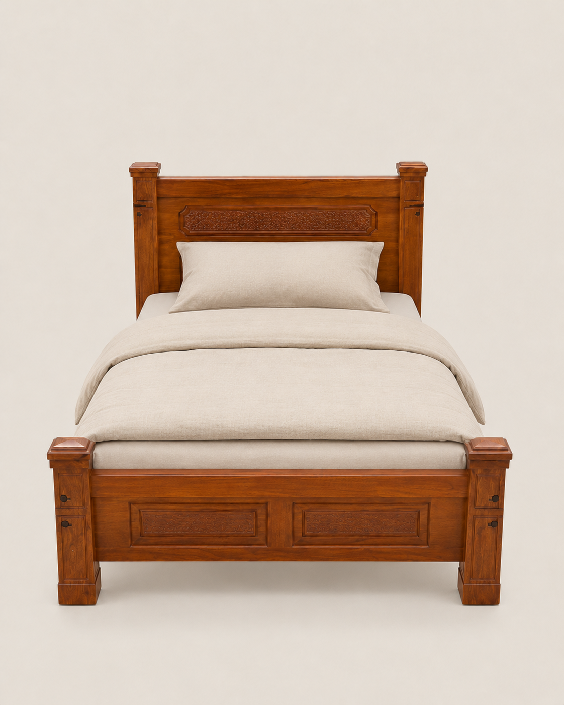 5 by 6 Msasa Ensemble Bed — handcrafted African furniture by Kim's furniture in Kenya