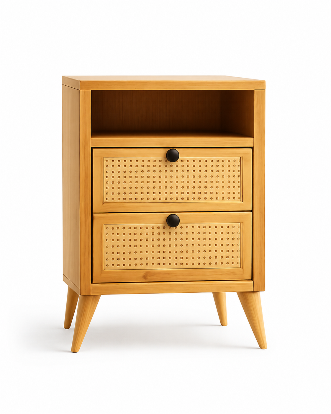 Funzi Rattan Nightstand — handcrafted African furniture by Mwangemis furniture in Kenya