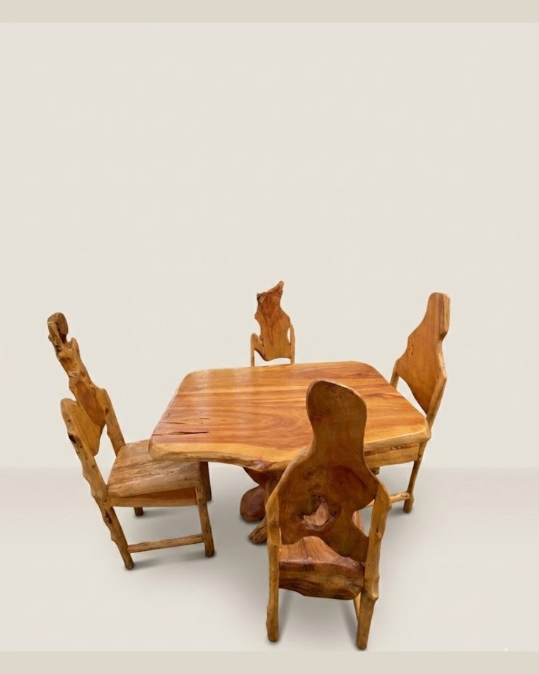 Kikonde Custom 4 Seater Dining Set — handcrafted African furniture by Natural art furniture  in Kenya (view 2)