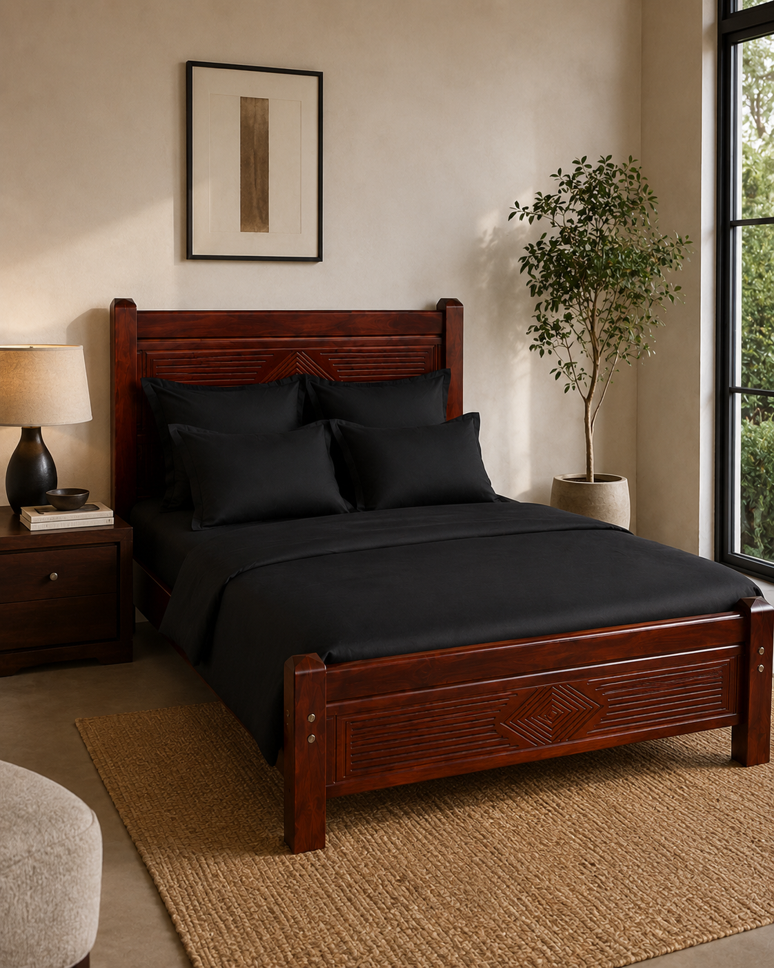 4 by 6 Fumbo Bed Frame — handcrafted African furniture by Fahari homes in Kenya