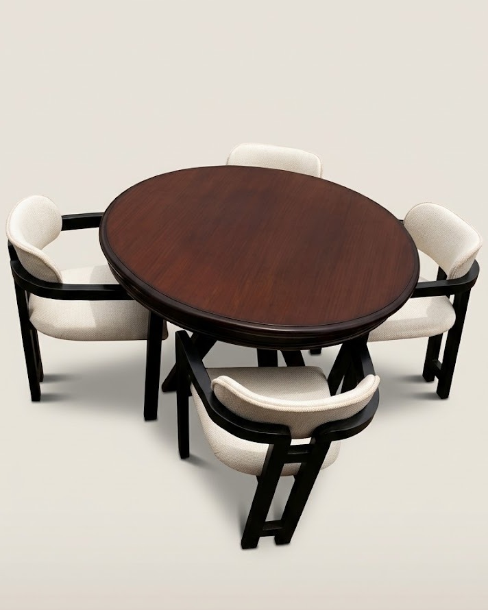 Kikonde Round Table Set — handcrafted African furniture by El Mundo Furniture in Kenya