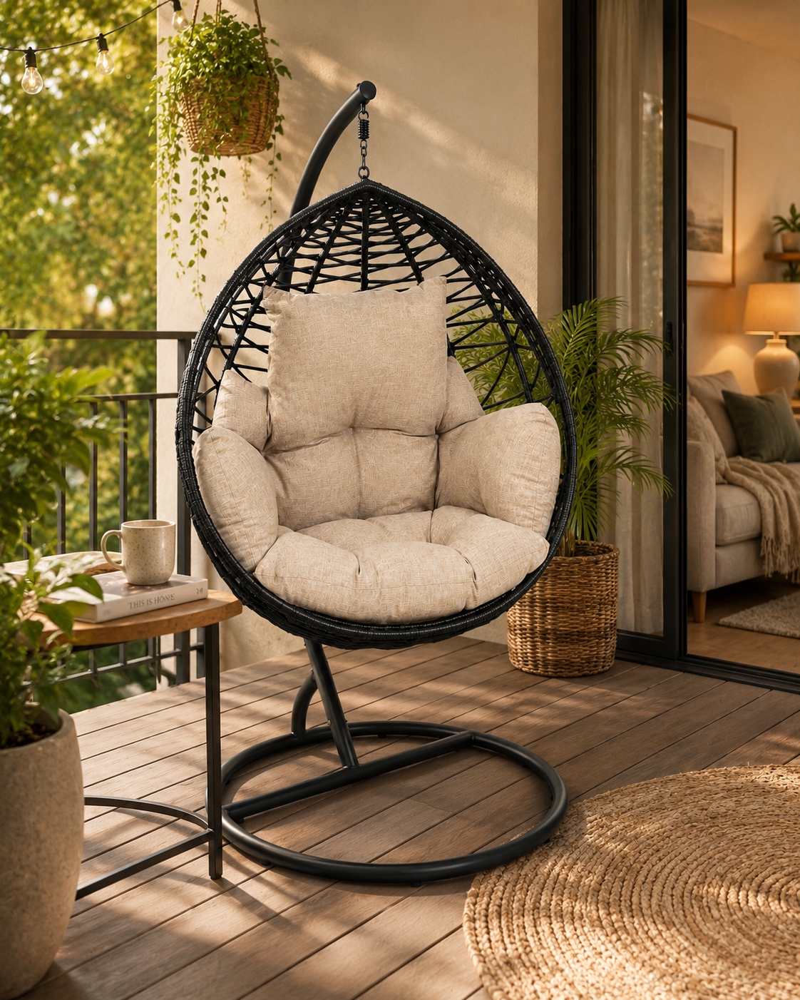 Bantu Embrace Hanging Chair — handcrafted African outdoor by Philo Furniture centre  in Kenya