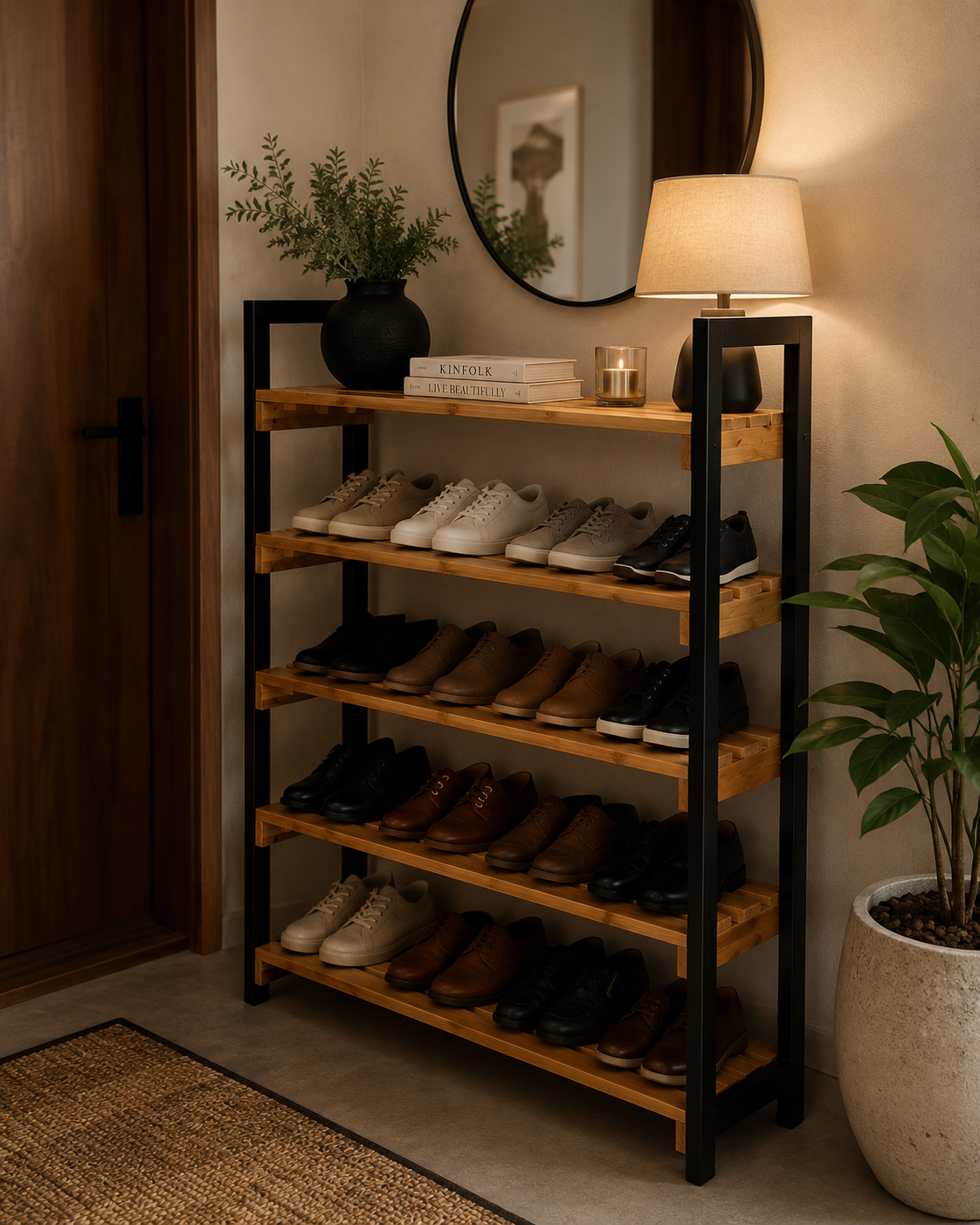 Sakani Shoe Rack Console — handcrafted African furniture by High point in Kenya