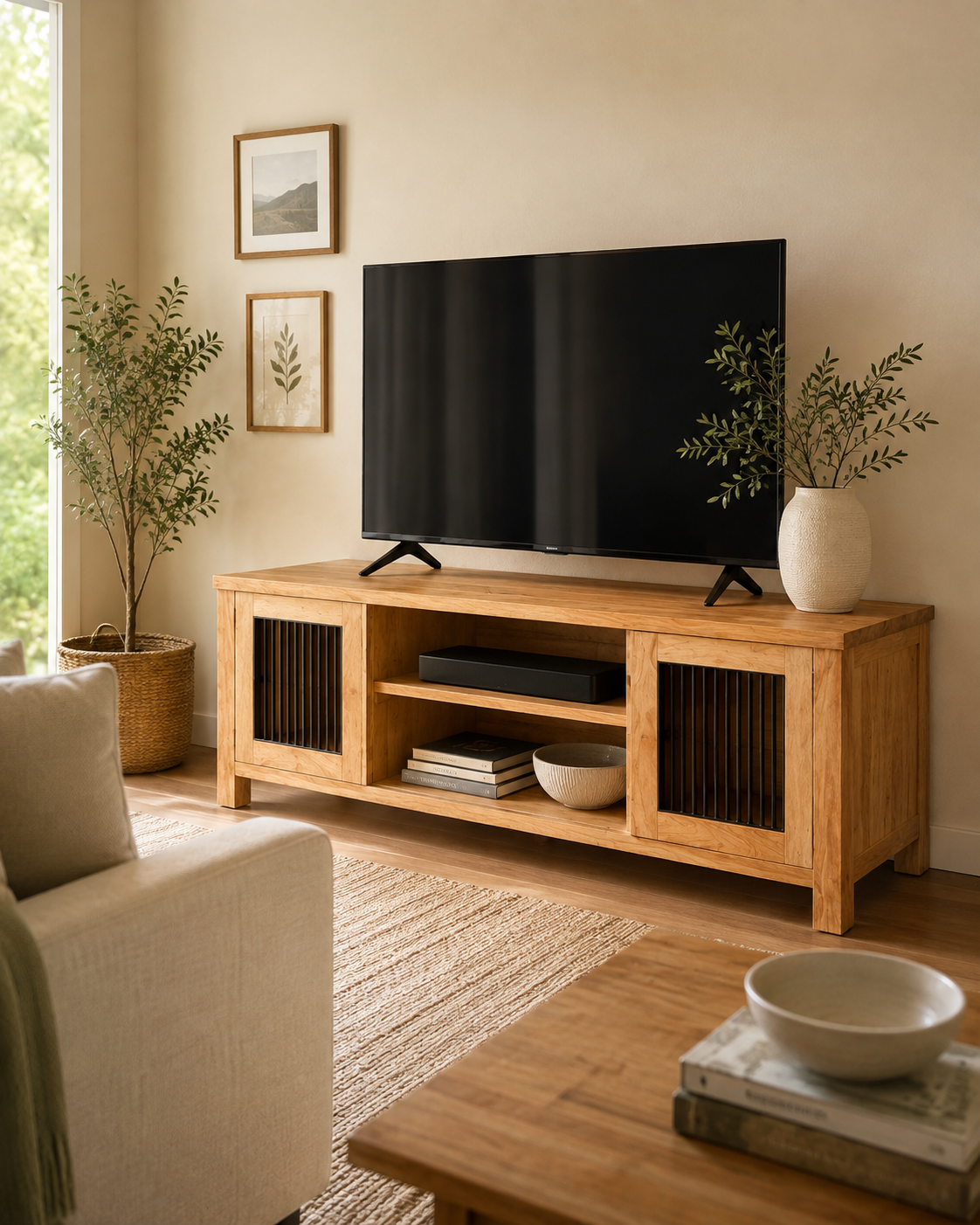 Thardel Media Console — handcrafted African furniture by Jipange wood and metal works  in Kenya