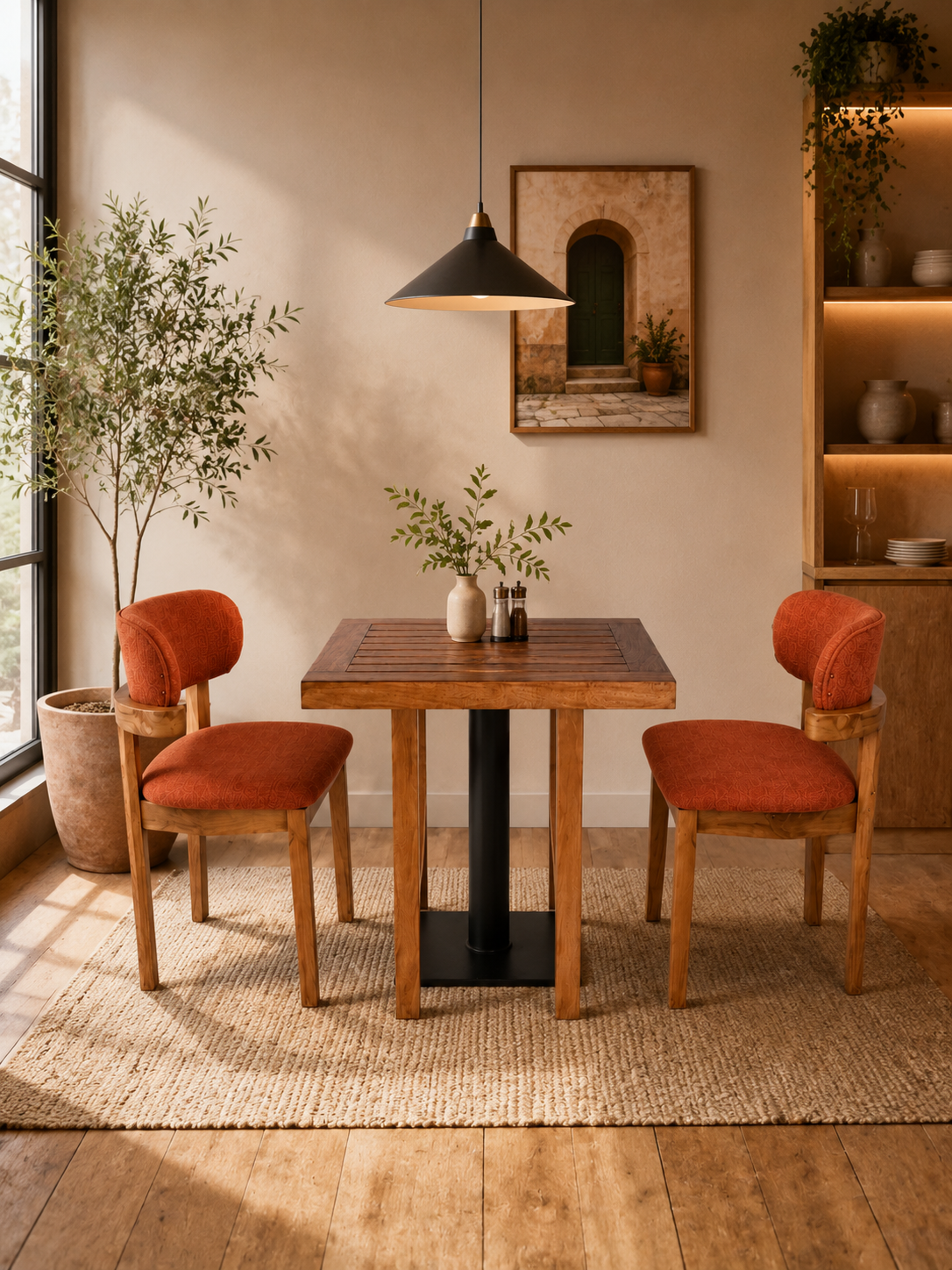 Babu Meru Oak Bistro Set — handcrafted African furniture by Jipange wood and metal works  in Kenya