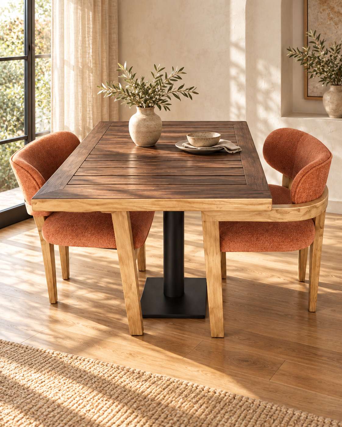 Babu Meru Oak Bistro Set — handcrafted African furniture by Jipange wood and metal works  in Kenya