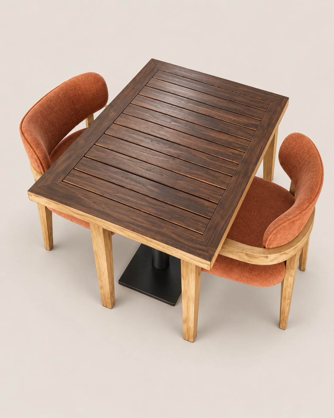 Babu Meru Oak Bistro Set — handcrafted African furniture by Jipange wood and metal works  in Kenya (view 2)