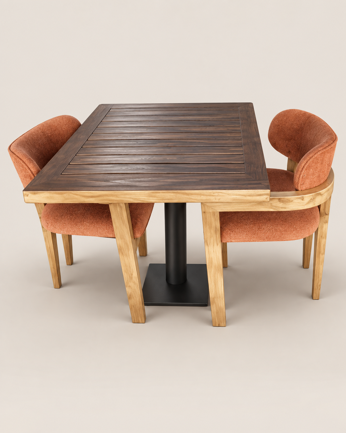 Babu Meru Oak Bistro Set — handcrafted African furniture by Jipange wood and metal works  in Kenya (view 3)