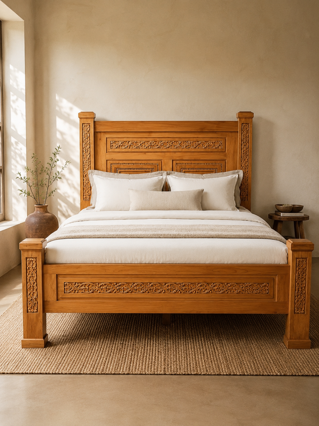 5 by 6 Msiri Bed Frame — handcrafted African furniture by Gland furniture in Kenya