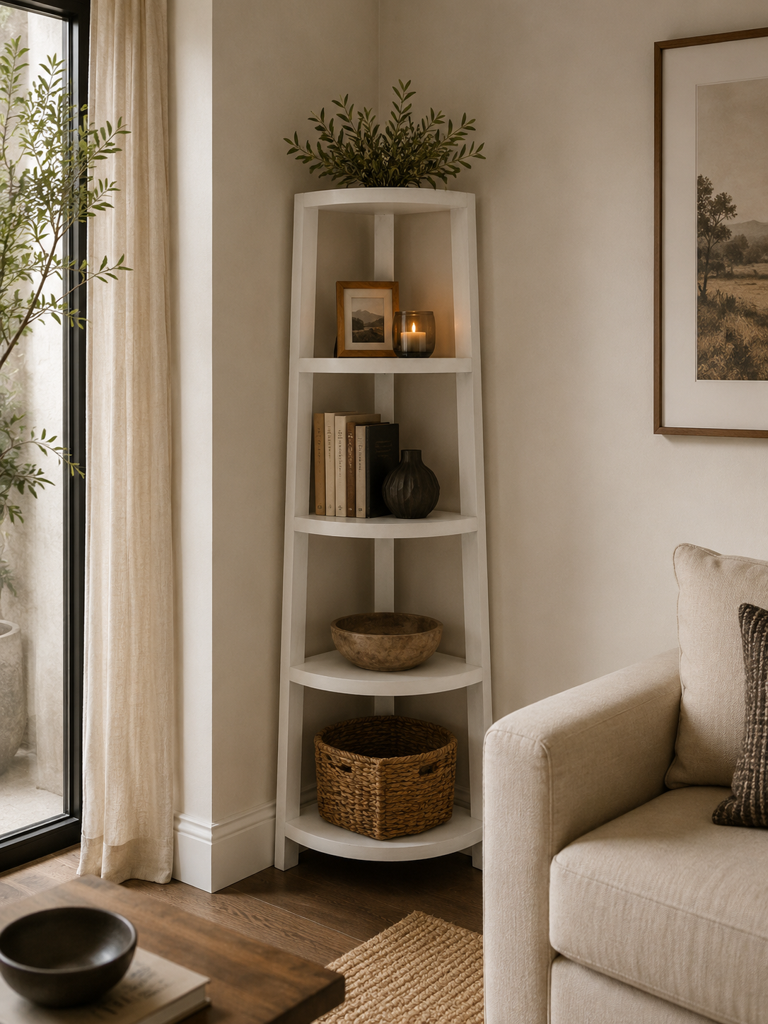 Kaya Corner Shelf — handcrafted African furniture by High point in Kenya