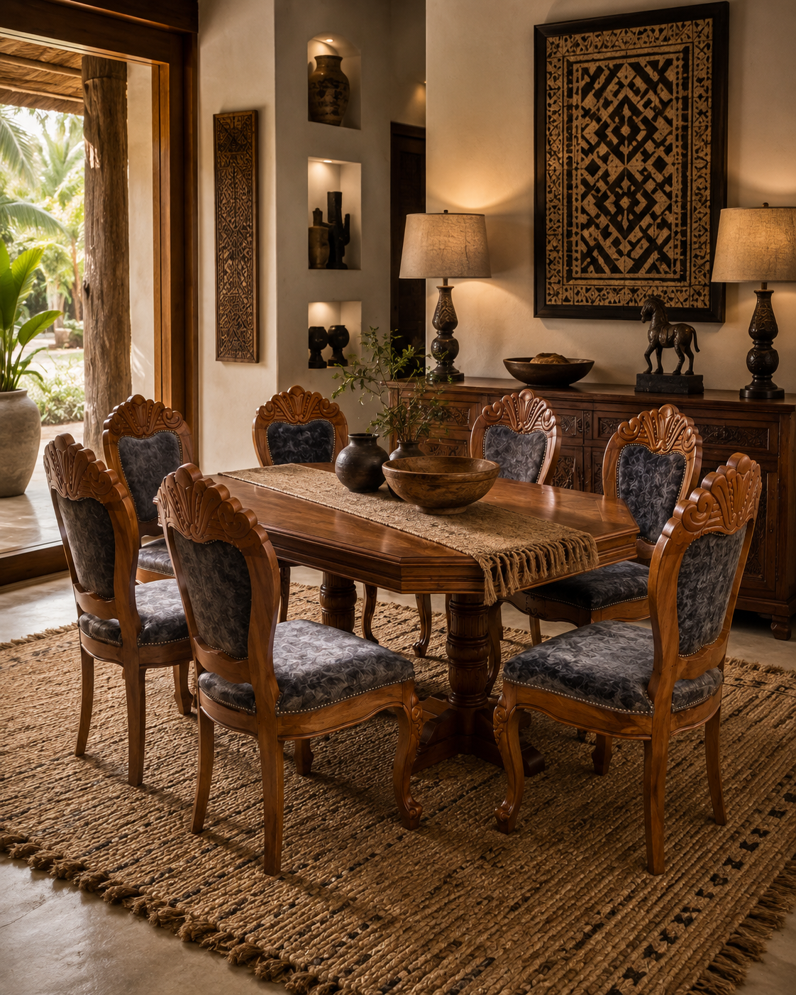 Sankara Dining Set — handcrafted African furniture by Mt sinai in Kenya