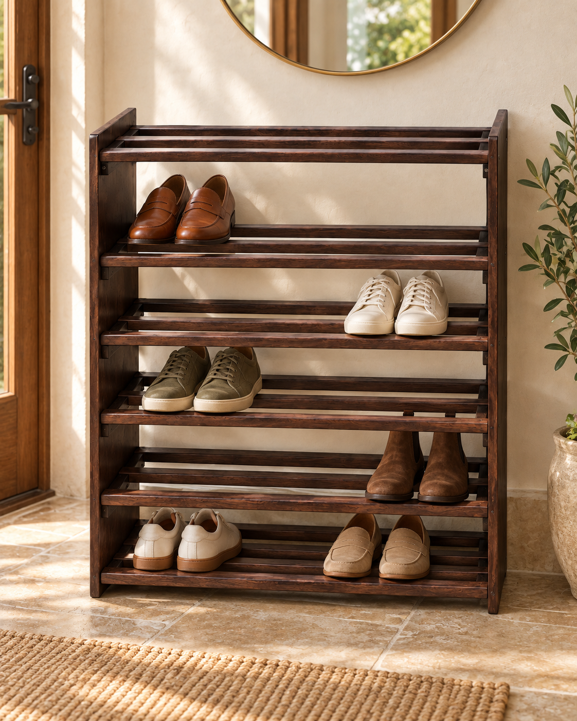 Cheborge Shoe Rack — handcrafted African furniture by Modernbuild  in Kenya