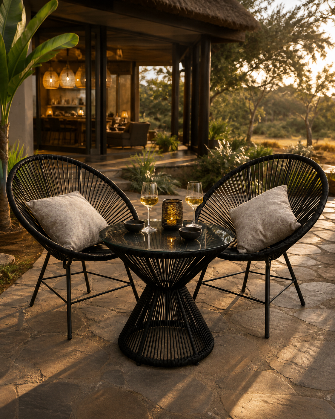 Chekeni Balcony Set Loungers — handcrafted African outdoor by Mt sinai in Kenya