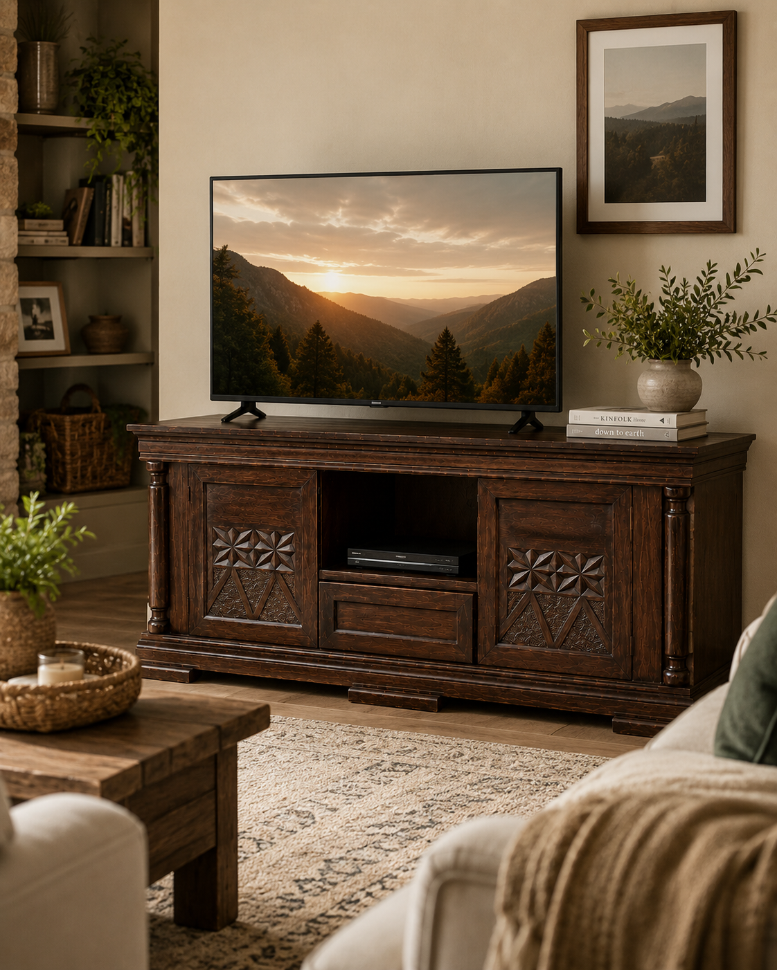 Fahari Msitu Media Console — handcrafted African furniture by Mwenge furniture  in Kenya