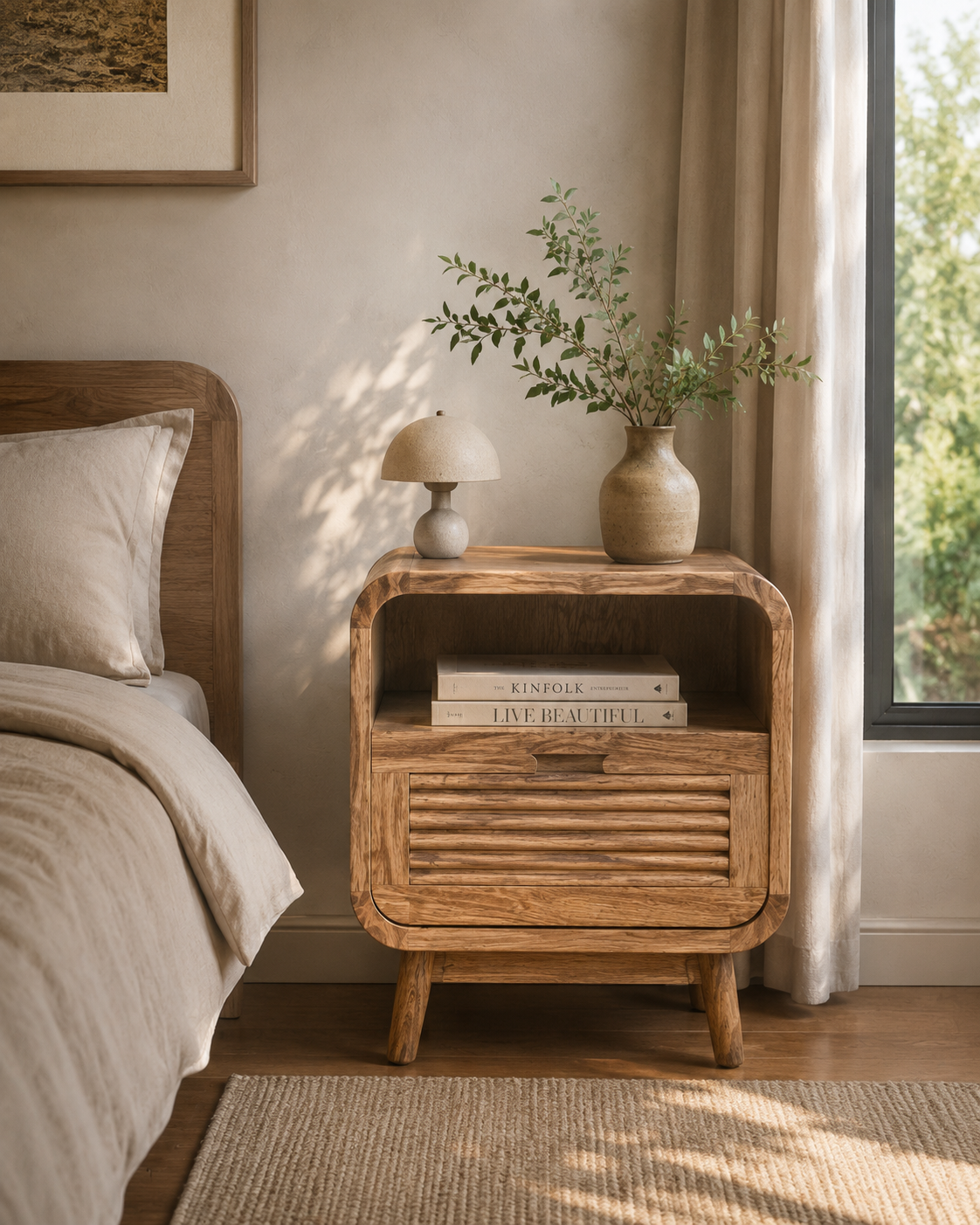 Beta Nightstand — handcrafted African furniture by Jipange wood and metal works  in Kenya