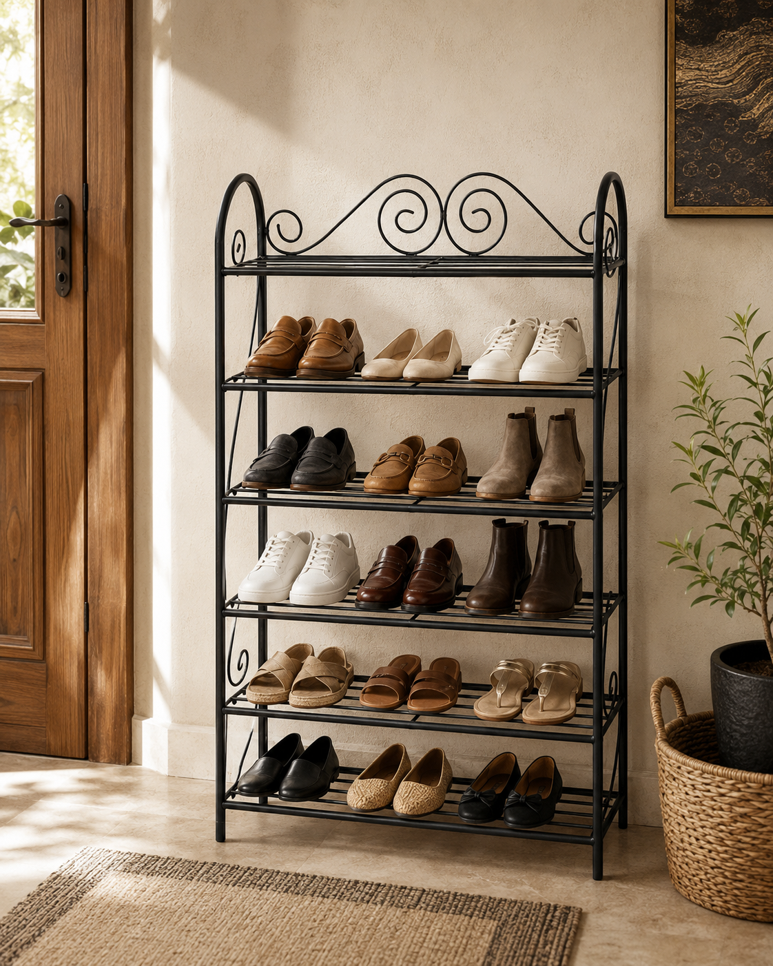 Eben Shoe Rack: Kizingo Hand-Forged Iron — handcrafted African furniture by Bambam enterprise  in Kenya