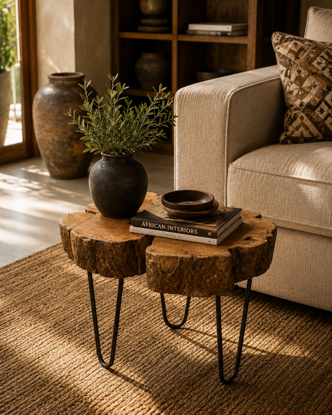 Custom stool, Msasa Wood — handcrafted African furniture by Cate furniture  in Kenya
