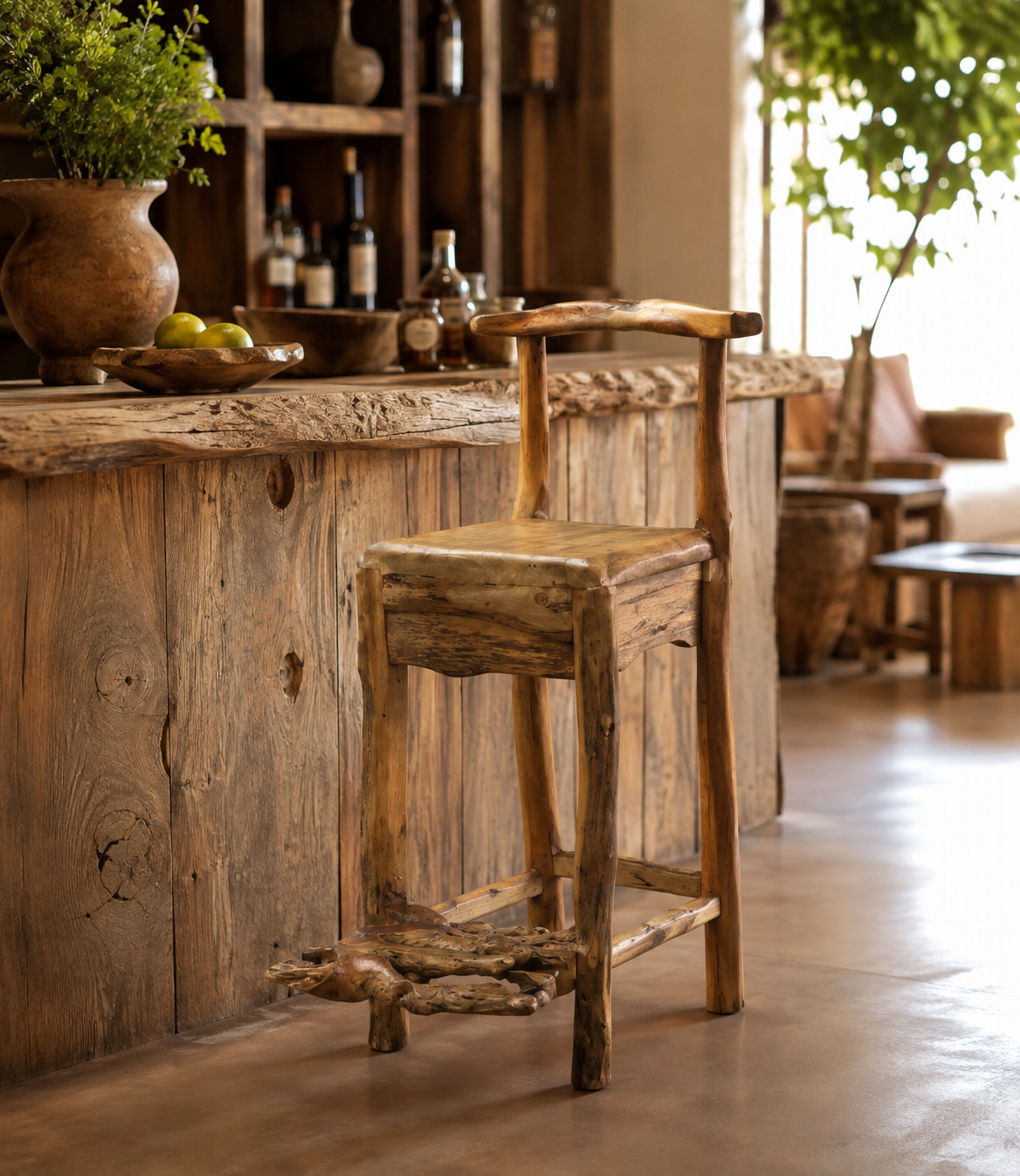 Mbingu Custom Bar Stool — handcrafted African furniture by Natural art furniture  in Kenya